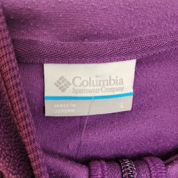 Columbia Benton Springs Purple Long Fleece Hooded Jacket Women's Large L EUC - Picture 6 of 8
